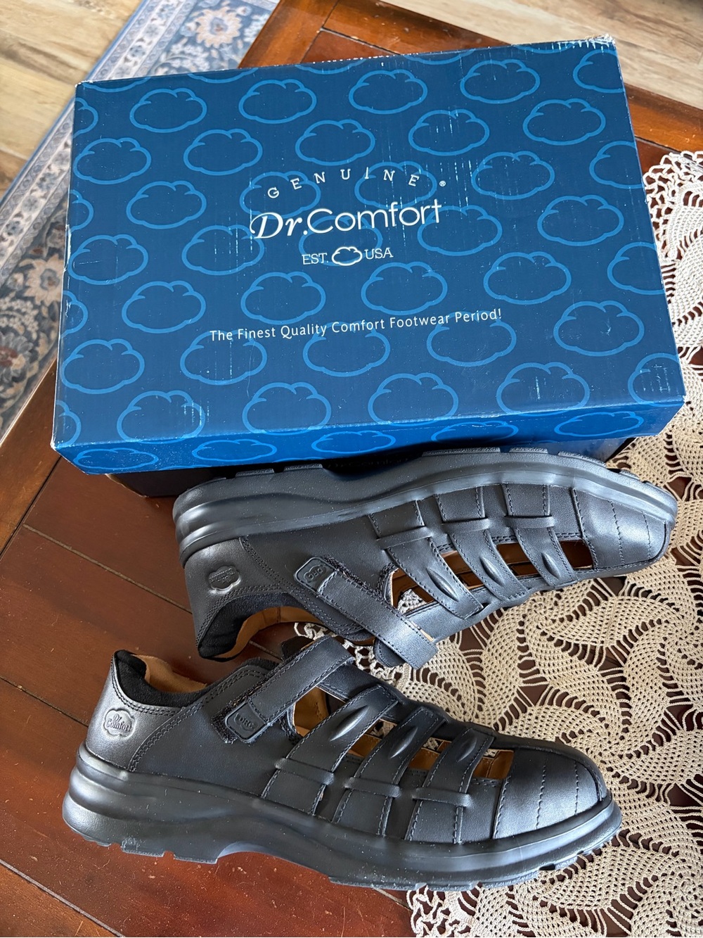 Dr. Comfort Breeze Black Leather Closed-Toe sandals
